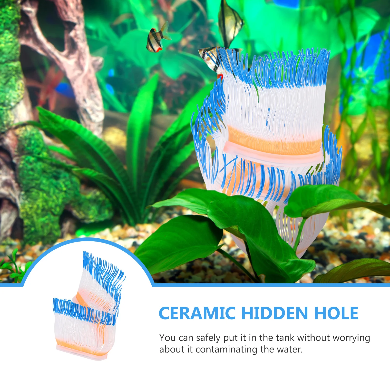 

Sea Anemone Ornament for Aquarium Fish Tank Artificial Silicone Sculpture Natural Lifelike Underwater Decor Craft Decoration