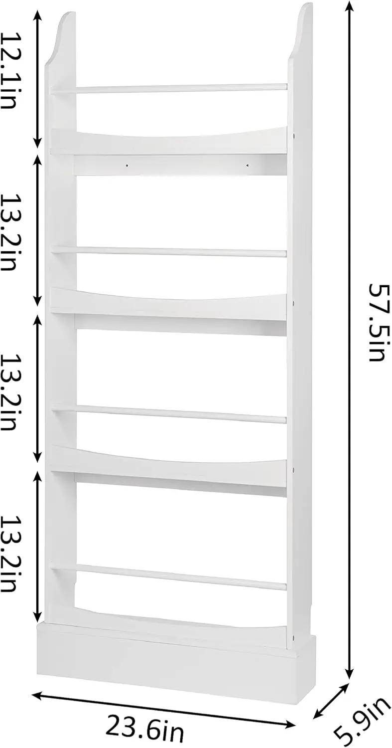 Kids Bookshelf,4 Tiers Children's Bookcases and Storage, Kids Bookcase Rack Wall for Bedroom,Study Living Room,White