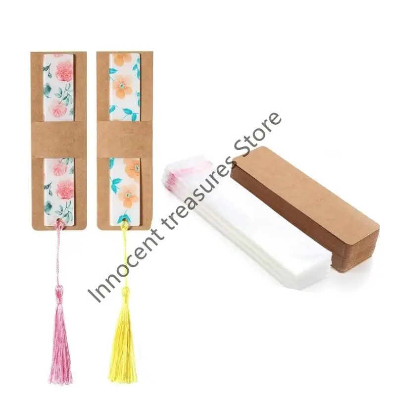 مجموعة 3XUA مكونة من 50 غطاء إشارات مرجعية فارغة حامل أكمام الإشارات المرجعية للطلاب