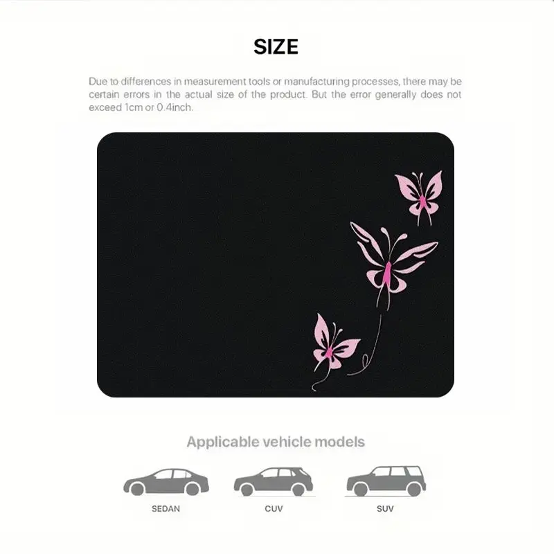 Cute Pink Butterfly Pattern Universal Car Trunk Mat Sweet Style Anti-Slip Wear-Resistant For SUV CUV Rear Cargo Liner Protector view 6