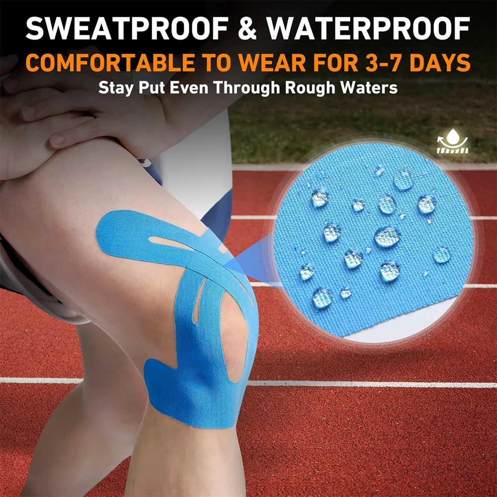 10 pièces/ensemble bande de kinésiologie pour les genoux, bande imperméable et élastique, respirante, bande athlétique de stabilité pour la course, la randonnée, l'équitation