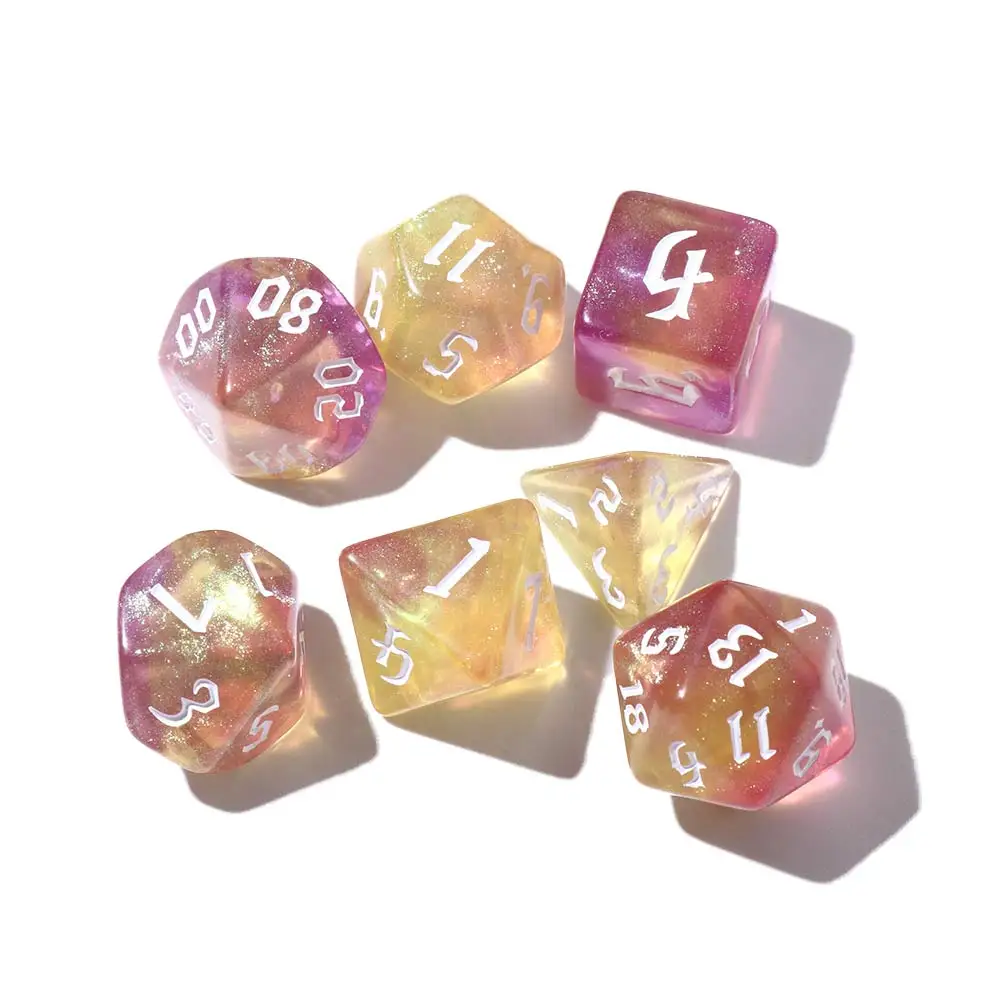 7pcs/set Iridescent Glitter Polyhedral Dice for DND MTG Dungeon and Dragons Table Board Roll Playing Games