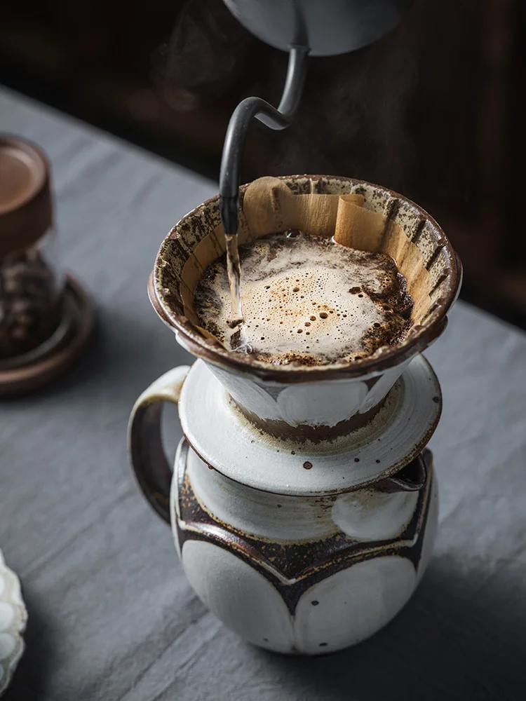 

Handmade Cerc Coffee Dripper aring Pot Set Wabi-Sabi Sle Japanese Hand-Poured Coffee Brewing Kit for Home Use