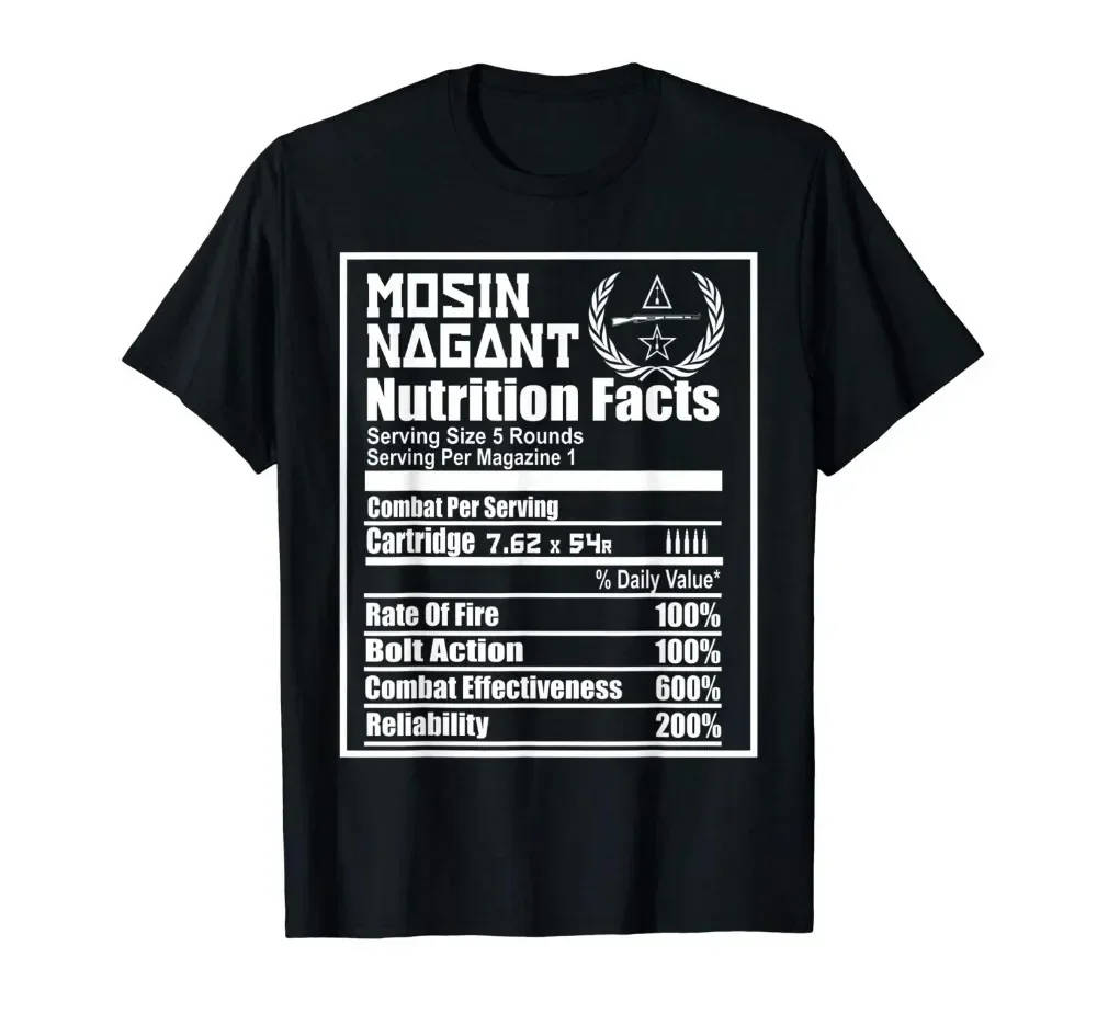 Mosin Nagant Nutrition Facts Summer Fashion Short Sleeve Tees Brand Clothing Men Tops Round Neck Style Shirt Design Website