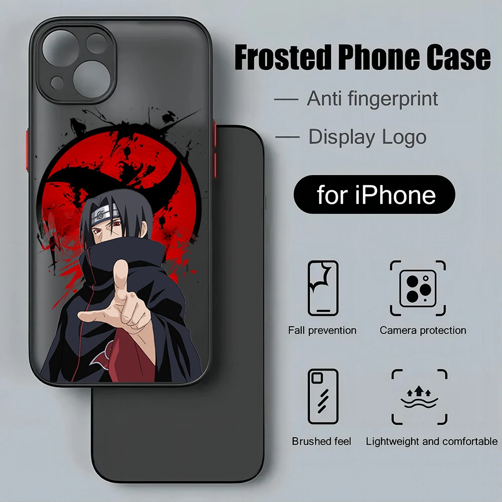 Animation narutos Uchiha Itachi Phone Case For iPhone 15 14 13 12 11 Mini Pro Max X XR 7 8 Plus Matte Transparent Back Cover