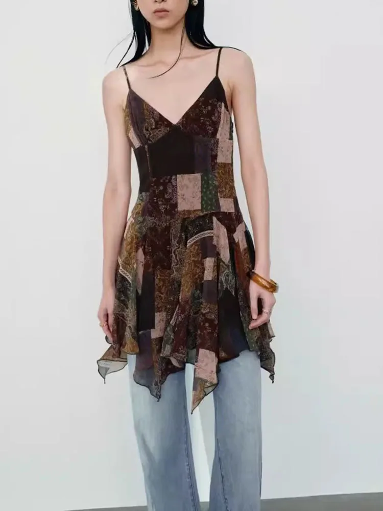 

Летнее новое поступление: Женское платье ZA2026 без бретелек, с принтом и пэчворком, в стиле рубашки с открытым передом, 760038 260066, этническая мода