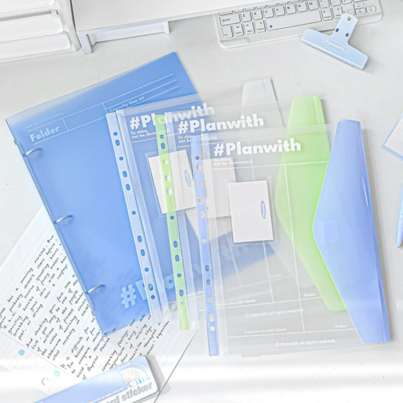 

Clear View 3-Ring Binder Ins Casual Korean Transparent A4 Binder for Organizing Documents Exam Paper Durable Plastic Folder