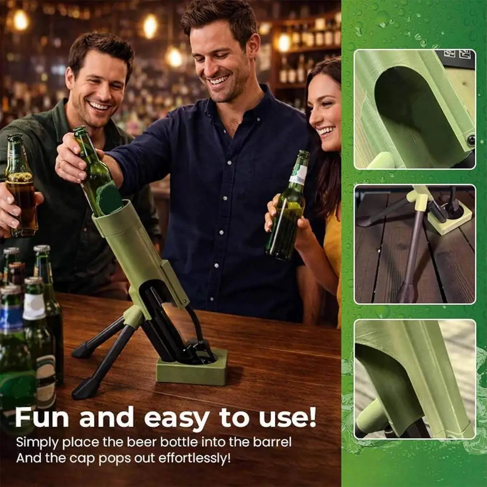 Lustiger Bierflaschen-Mörser-Flaschenöffner für Zuhause – Freihändiger Druck-Flaschenöffner mit Kapselwerfer – Gadgets & Werkzeuge – Detail 2