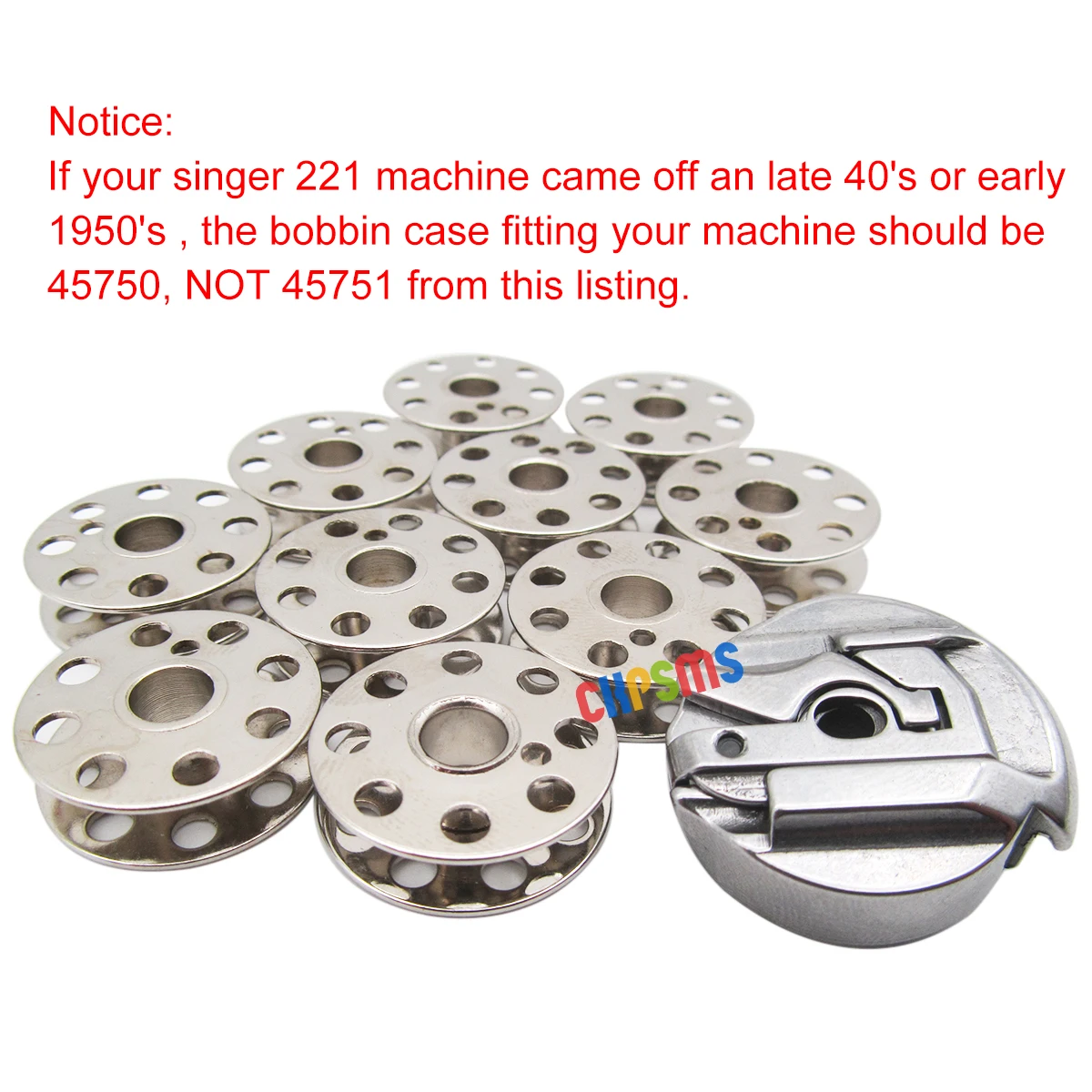 Bobbin Case #45751 (not 45750) +10 bobbins fit for SINGER Featherweight Sewing Machine 221 222