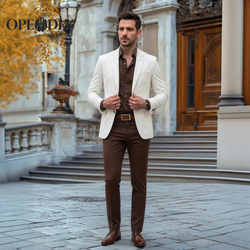 

Мужской костюм-тройка OPEODLY Slim Fit с пиджаком, жилетом и брюками для официальных мероприятий, свадеб и деловых встреч