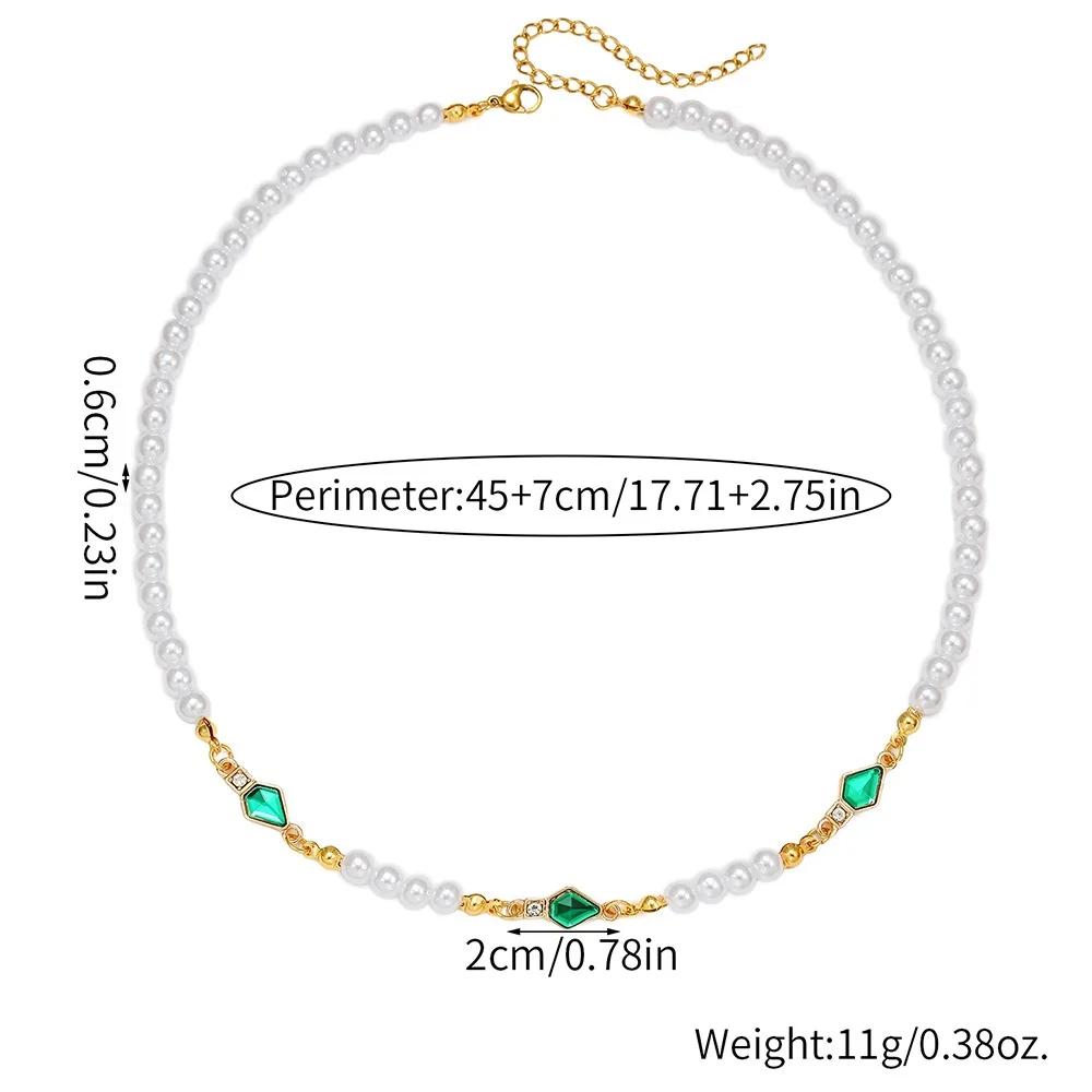 Böhmischer Imitationsperlen-Choker, einfache grüne Kristall-Edelstein-Kurzhalskette für Männer, Retro-Schmuck, Modeaccessoires – Detail 6