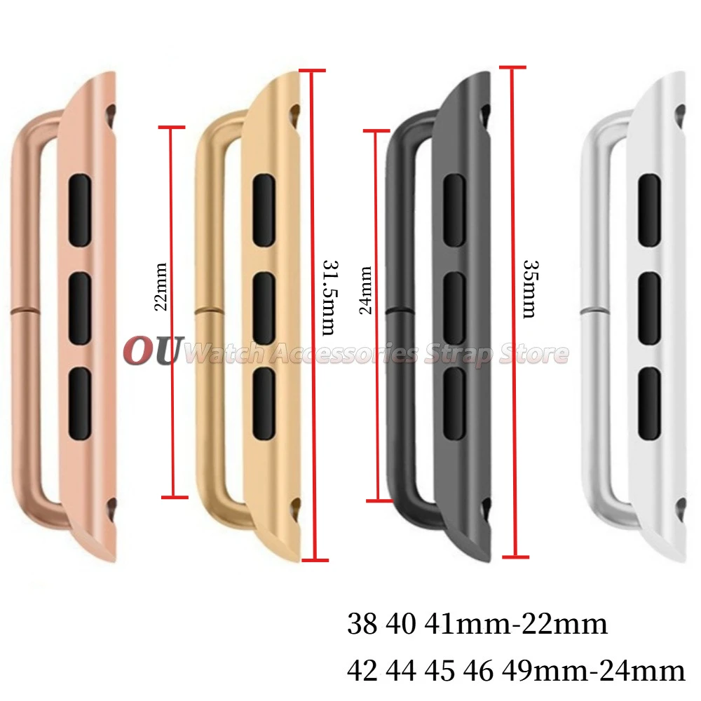 2PCS Watch Connector Screw Style for Apple Silver Black Stainless Steel Accessories for Iwatch Strap  MetalConnectors Adapter