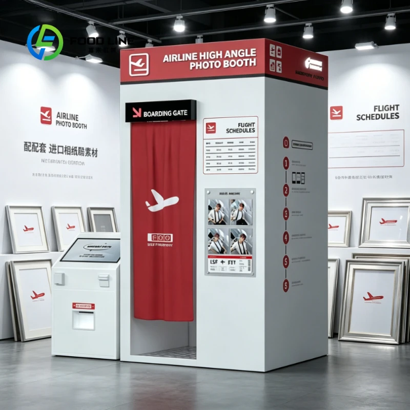 Custom LED Photo Booth Machine Airport Cabin Coin Operated Touch Screen Kiosk Built-in Professional Beauty Shooting System