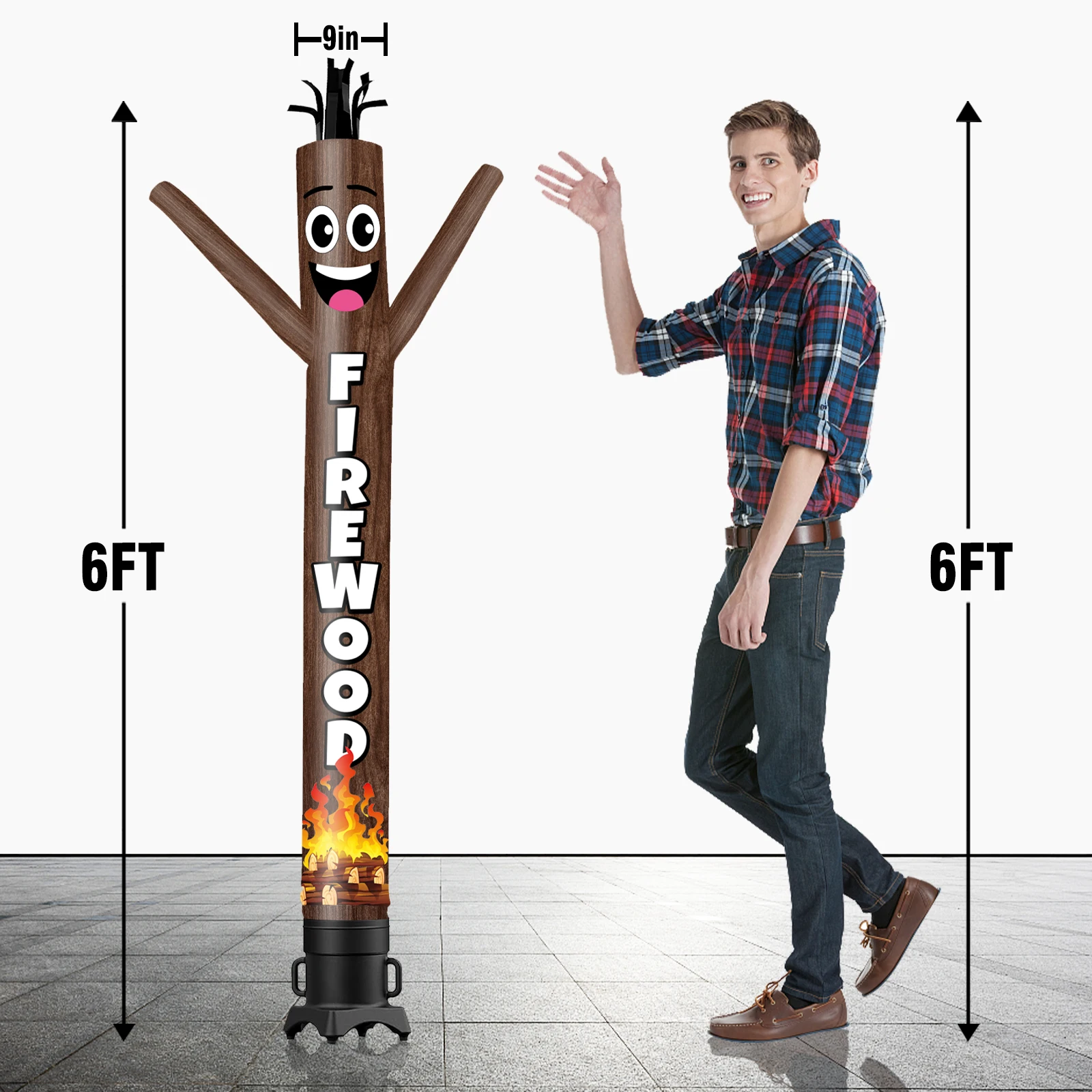 6/10/15/20FT Tall Inflatable Firewood Dancing Guy for Outdoor Decoration Advertising(Blower Not Included)