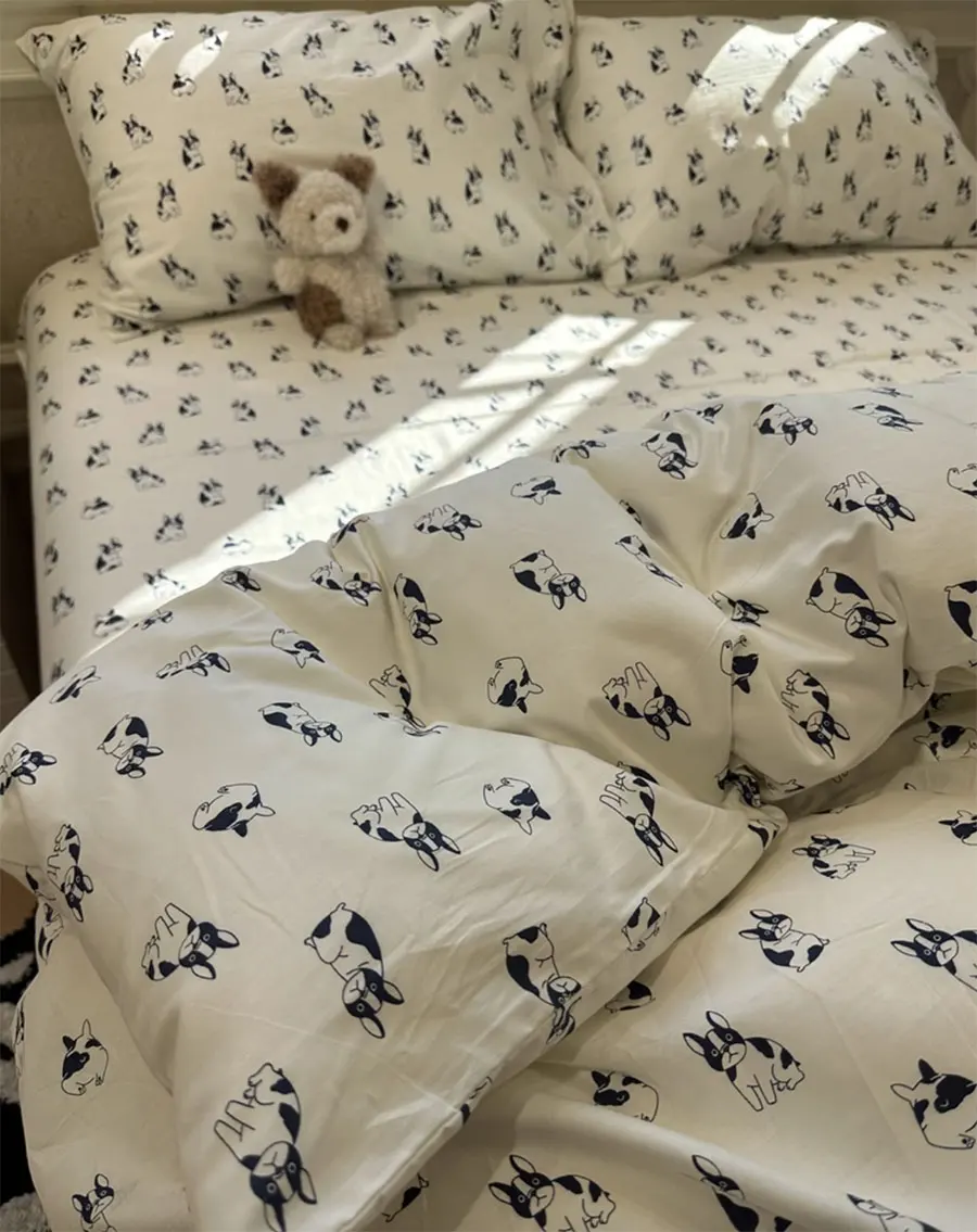 

Cute cartton dog bedding set kid teen boy man,twin full queen king lovely cotton home textile flat sheet pillow case quilt cover