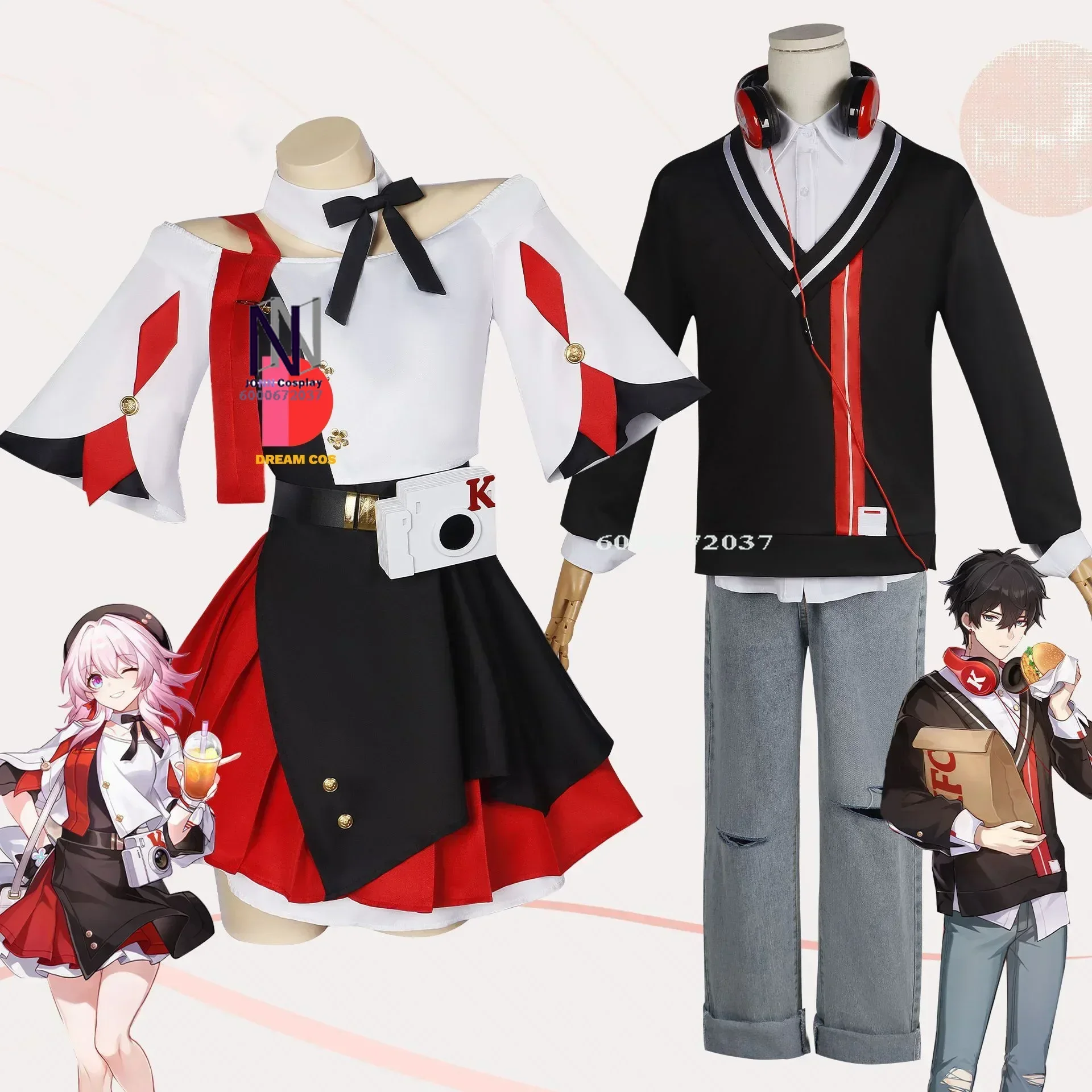 Honkai Star Rail Game KFC X Cosplay Costume March 7th Danheng Full Set Outfit for Fans Cosplay Event with Accessories and Props