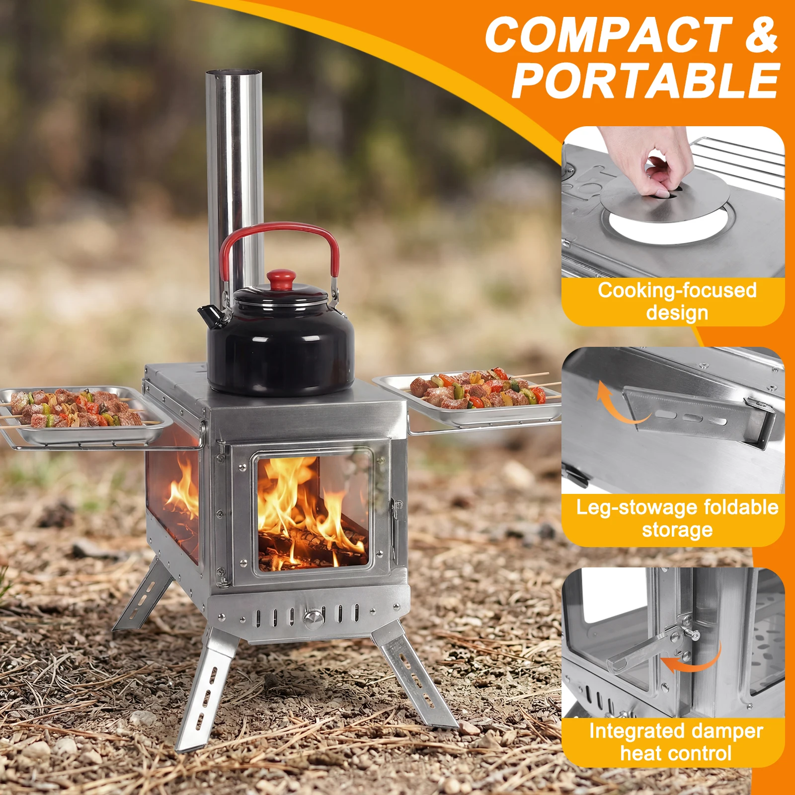 

Уличная отопительная печь с дымоходом, жаропрочная, для палаток, укрытий, кемпинга