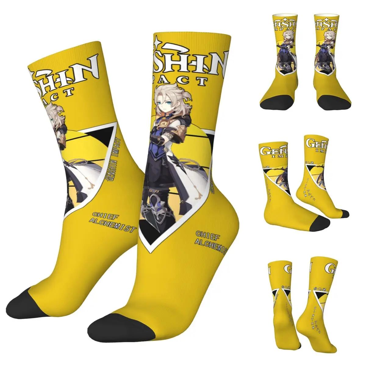 

Humor Albedo Genshin Impact Unisex Socks,Warm 3D Print Happy Socks Street Style Crazy Sock