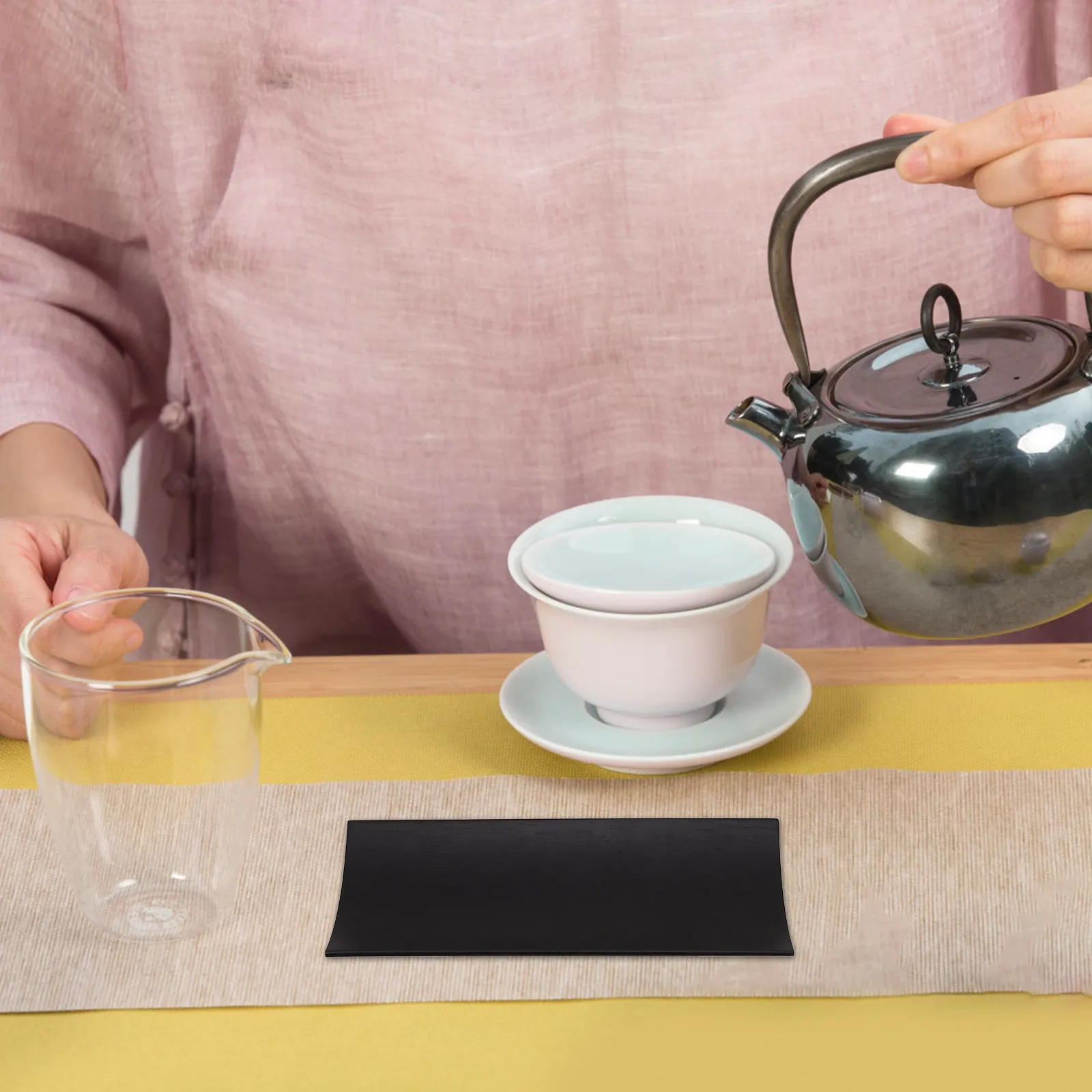 Bamboo Tea Towel Holder Rustic Decorative Napkin Tray Serving Tray Tissue Holder Kitchen Organizer Tea Ceremony view 6
