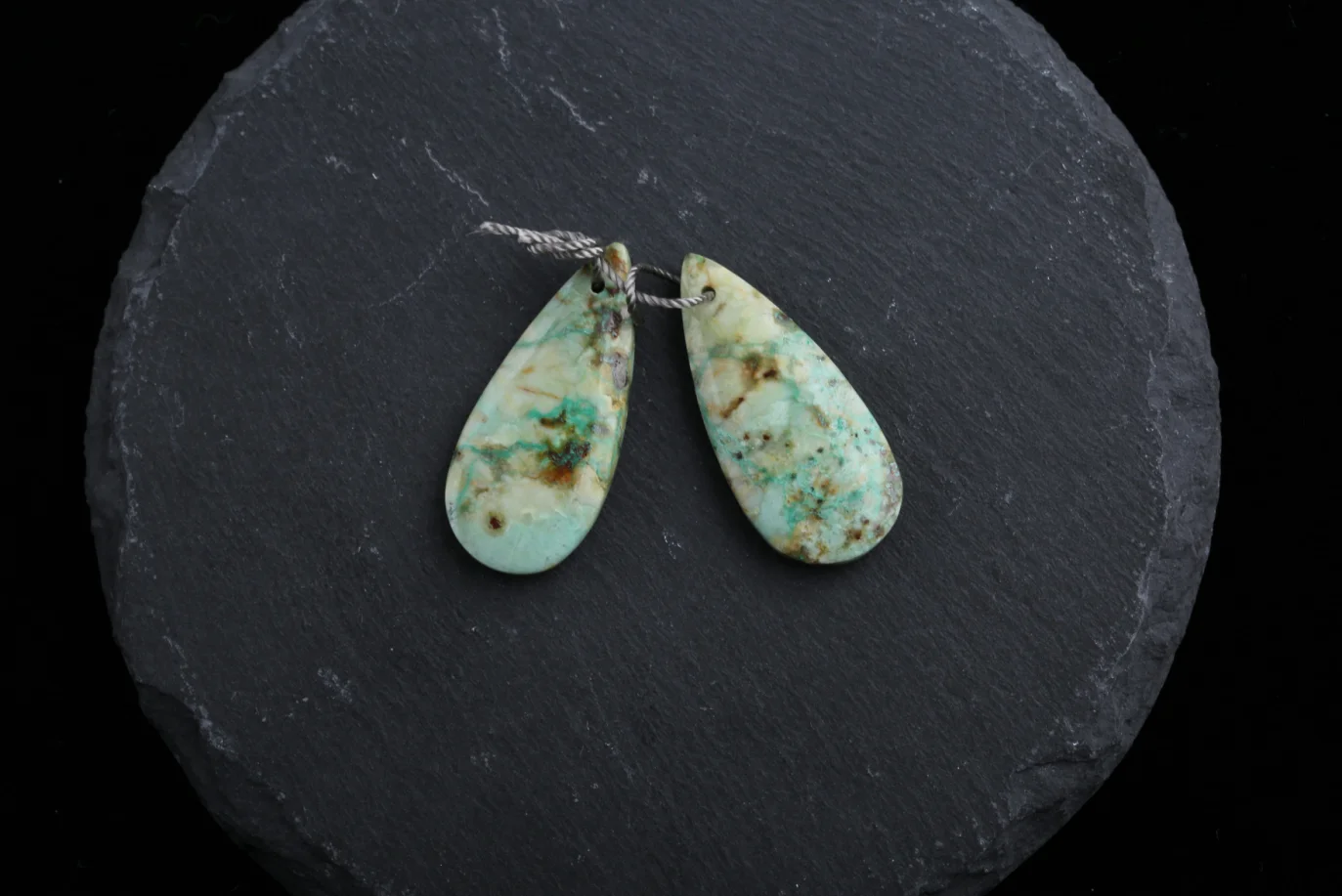 

Natural Stone Chrysocolla Earrings Beads For Women,DIY Jewelry Gemstone Water Drop Earrings 31x14x5mm 5g