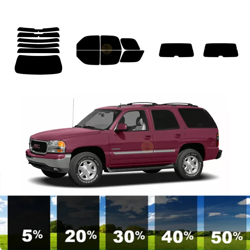 precut Removable Window Tint Film For Car 100% UVR 5%-35%VLT Heat Insulation Carbon ﻿For GMC YUKON 4 DR SUV 2000-2006