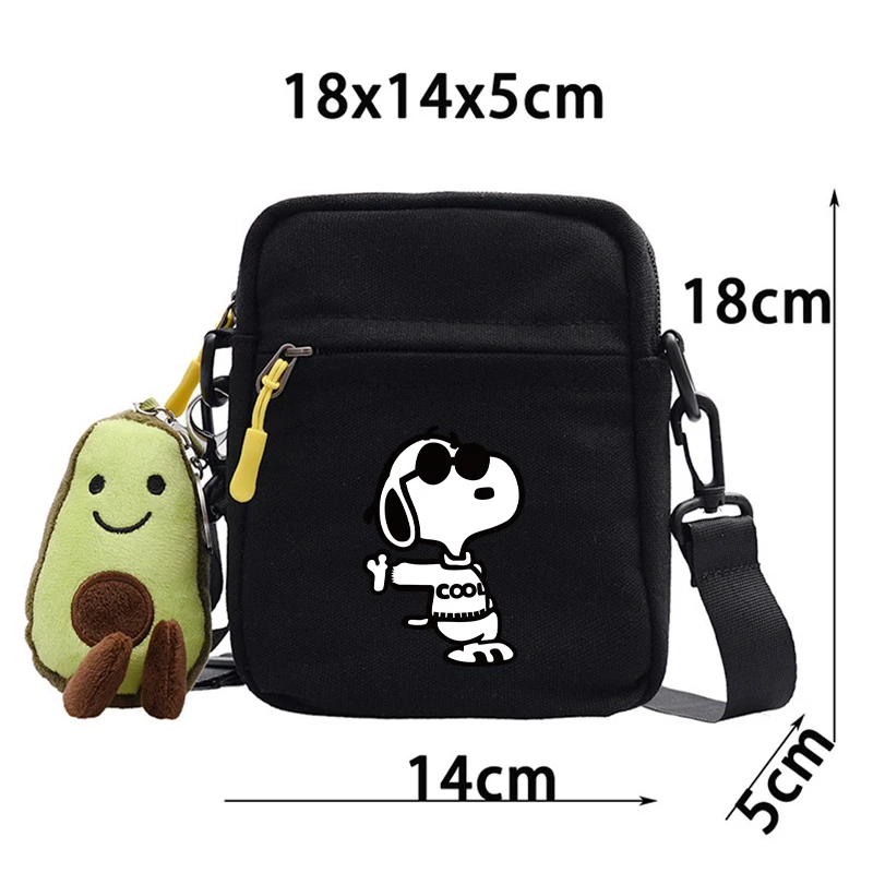 Snoopys Messenger Bags Anime Merch Women Man Canvas Shoulder Bag Cartoon Casual Boy Girls Small Square Pouch Kids Birthday Gifts