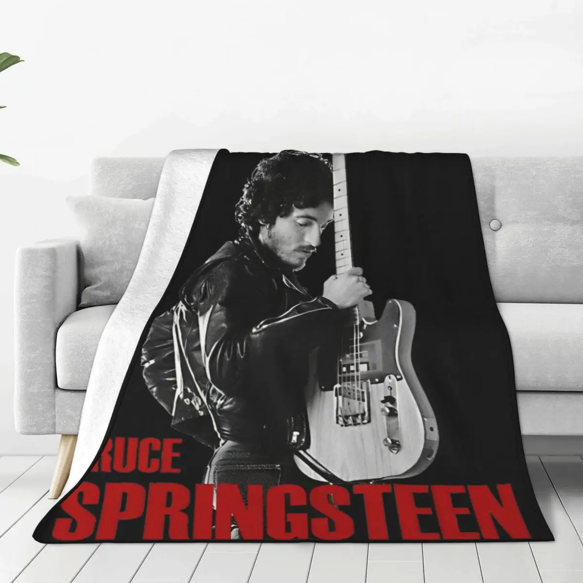 Vintage Bruce Springsteen Cool Singer Blankets Fleece Print Cozy Warm Throw Blankets for Bedding Travel Plush Thin Quilt