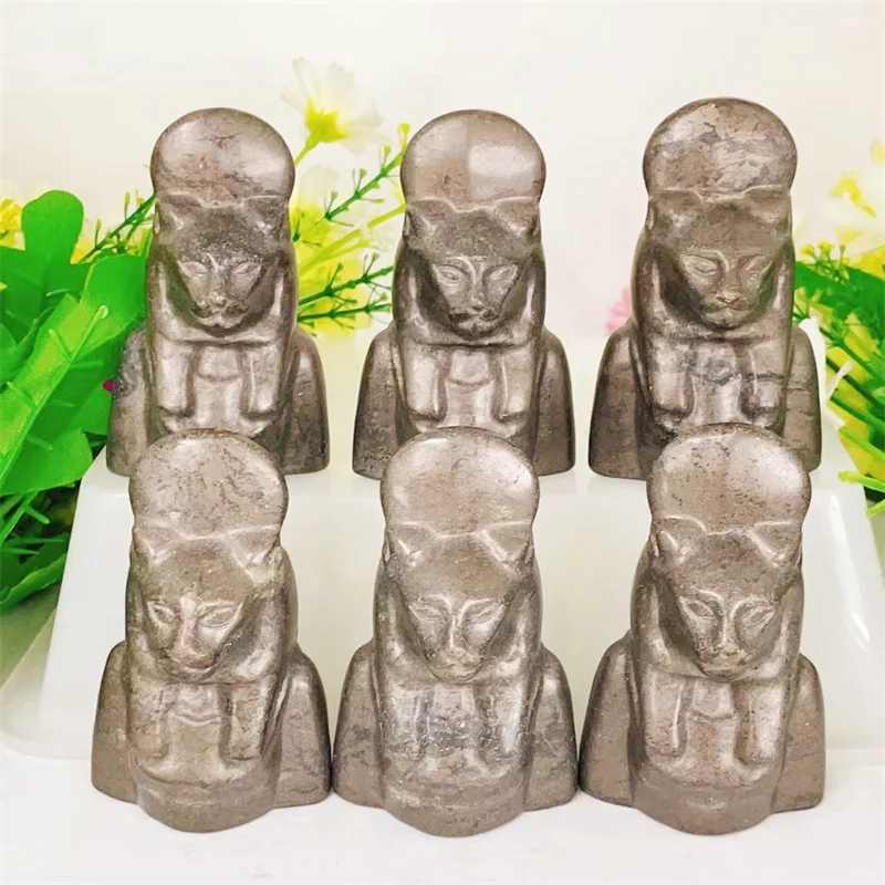 

Natural Pyrite Anubis Carving, Healing Figurines, Reiki Stones, Home Decoration Ornaments, 1Pc