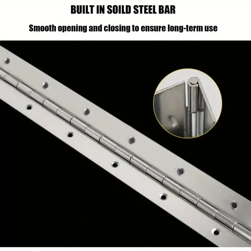 Dobradiças de piano pretas, 8 polegadas, 10 polegadas, 12 polegadas, 16 polegadas, 20 polegadas, dobradiça contínua de aço inoxidável resistente, móveis de armário, 6-20 polegadas