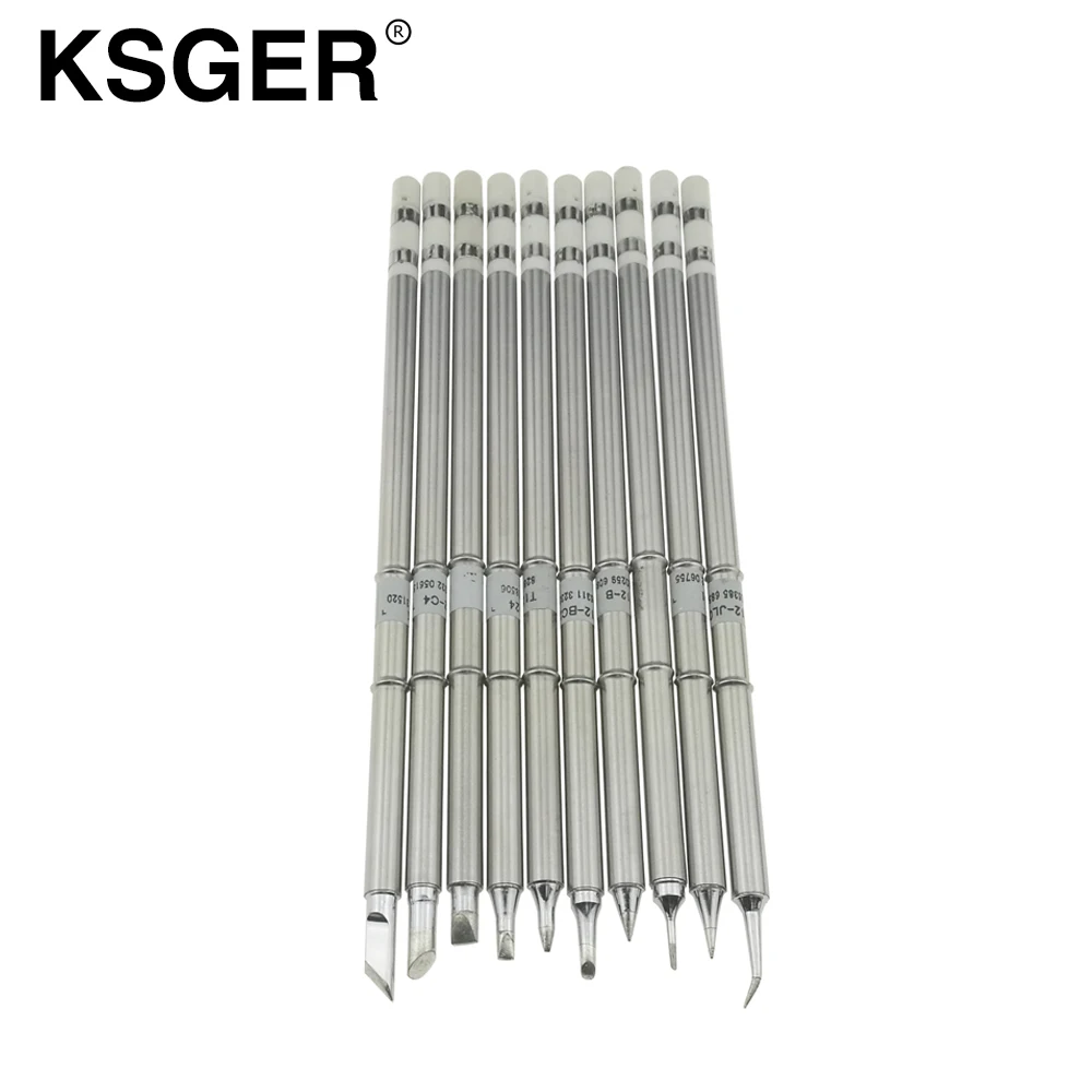 KSGER T12 Silver Soldering Iron Tips Soldering Station Handle Welding Replace T12-B BC2 K C1 C4 D08 D24 D4 I JL02 Soldering Iron