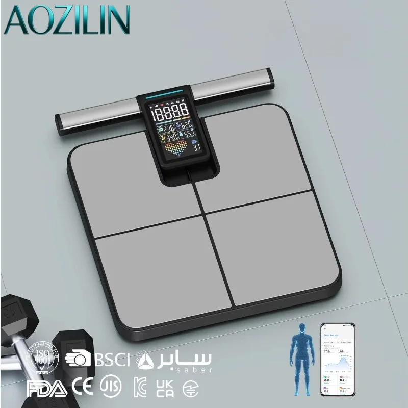 AOZILIN Digital Glass Body Fat Scale 220KG BMI 8 Electrodes Weight Measuring OEM ODM Household Smart Scale