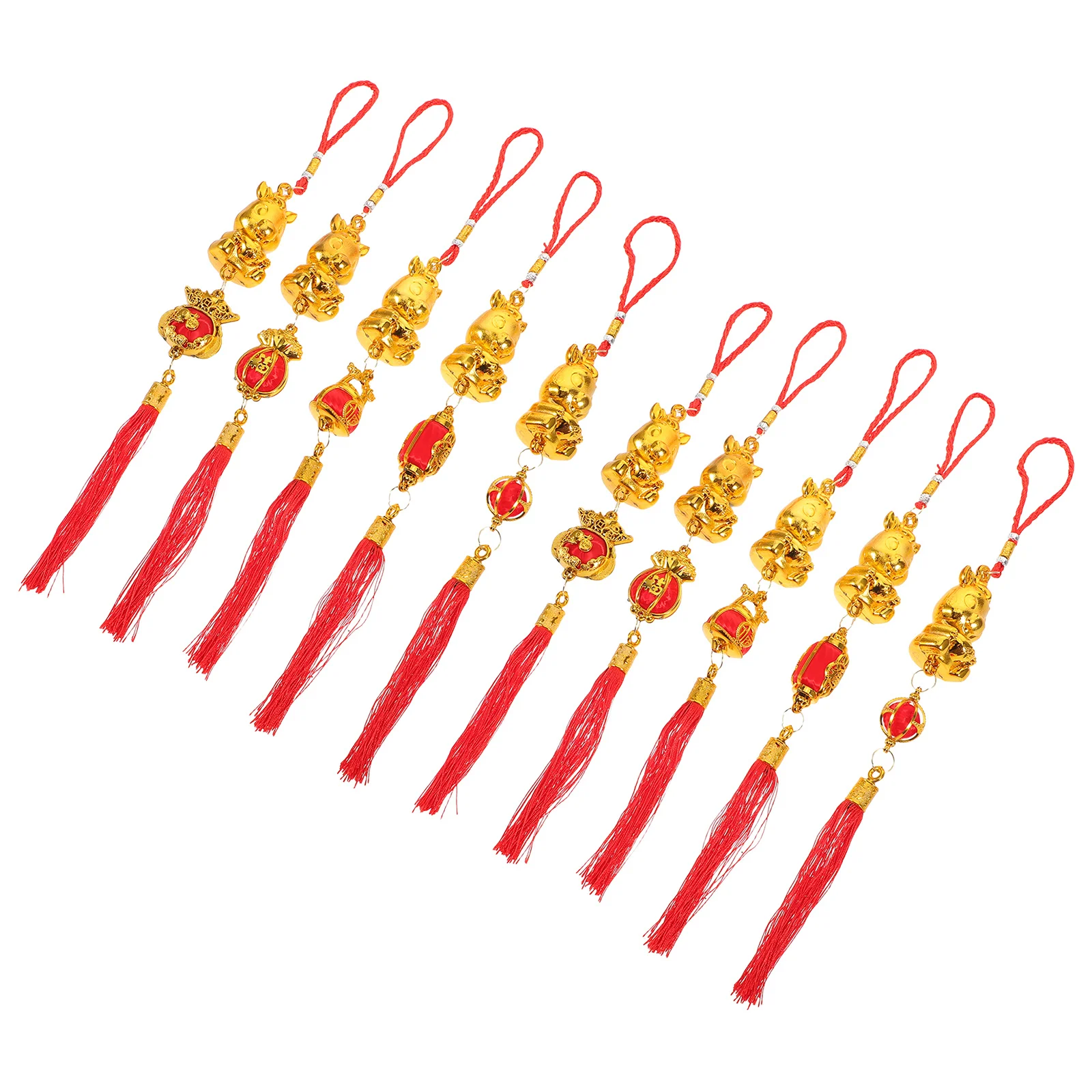 10 Uds. Colgante del zodiaco del año del caballo: escultura de caballo de Año Nuevo Chino dorado, decoración colgante para maceta de bonsái, puerta, ventana de pared