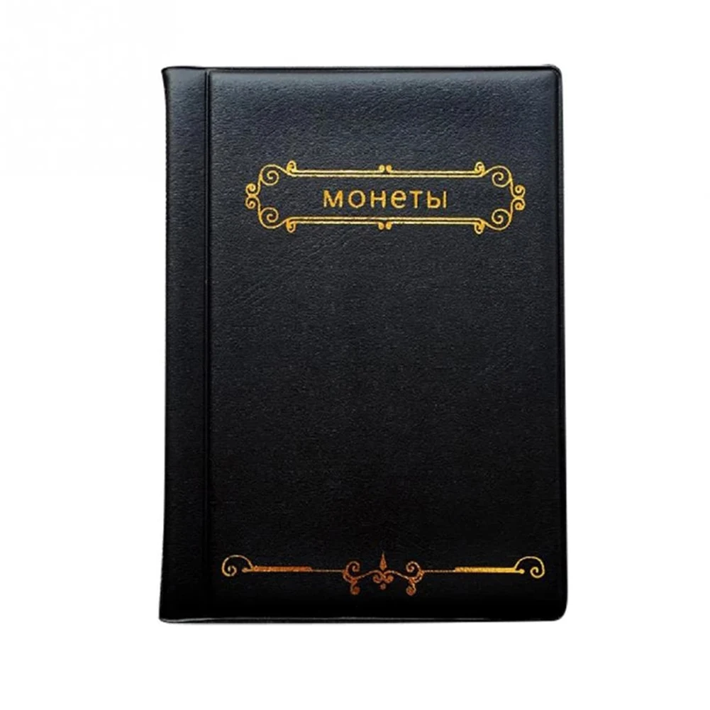 Coin Album Collection Book Transparent 15*11 Cm High Quality Non-slip Flap PU Leather Plastic Sturdy Black/Blue