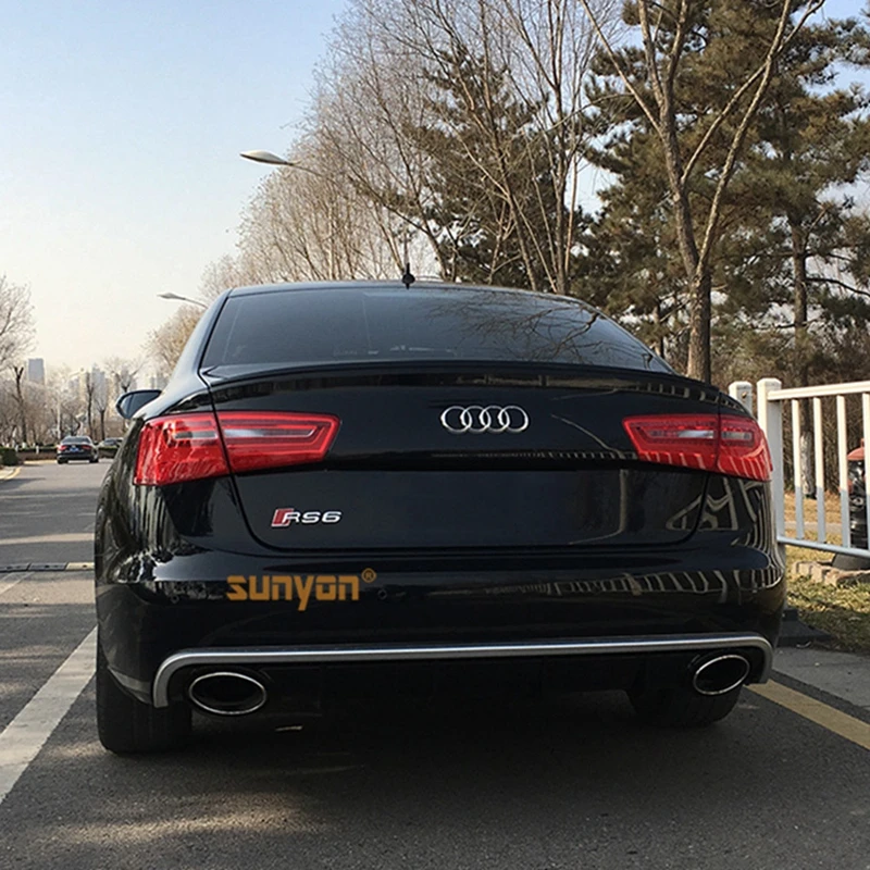 A6 Rear Bumper Lip Diffuser With Exhaust Muffler Pipe for Audi A6 Standard Bumper 2012-2018 RS6 Style