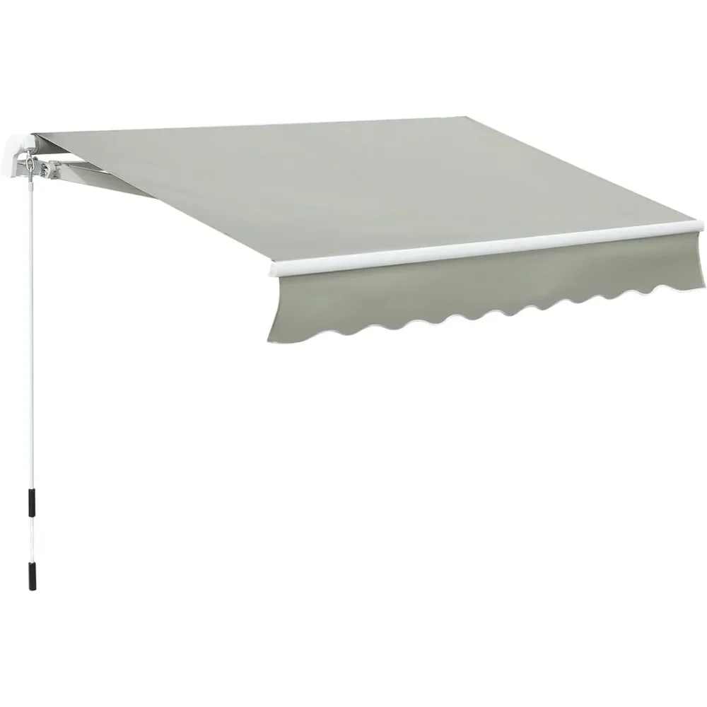 

8' X 7' Patio Retractable Awning/Manual Exterior Sun Shade Deck Window Cover Grey Outdoor Shade Sail Shelter Car Tent Tarp Tents