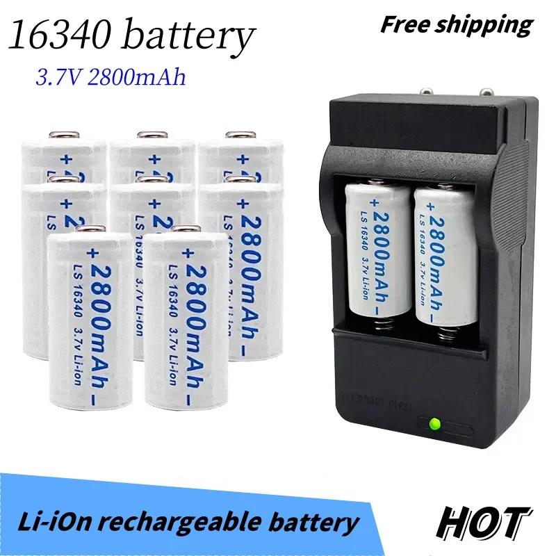 

2024 KVCDY CR123A RCR 123 ICR 16340 Battery 2800mAh 3.7V Safety Camera Rechargeable Battery Lithium Ion L70 Plus Charger