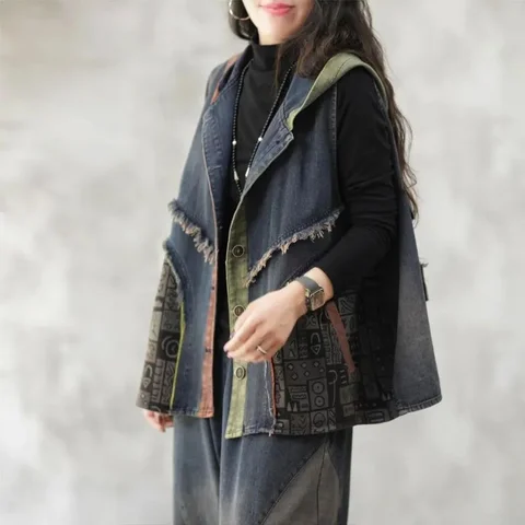 Женский джинсовый жилет LUO. TAO. FUSH  5XL