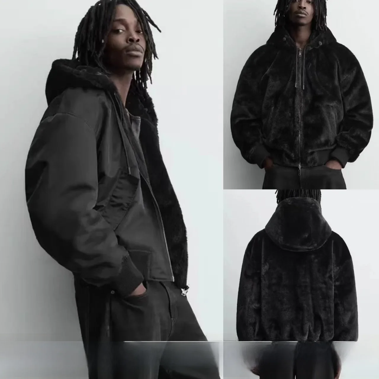 

Double-Sided Wearable Warm Pilot Jaet Men's Faion Autumn New Arrival Artificial Fur Coat Unbranded Loose Fit Long Sve ...