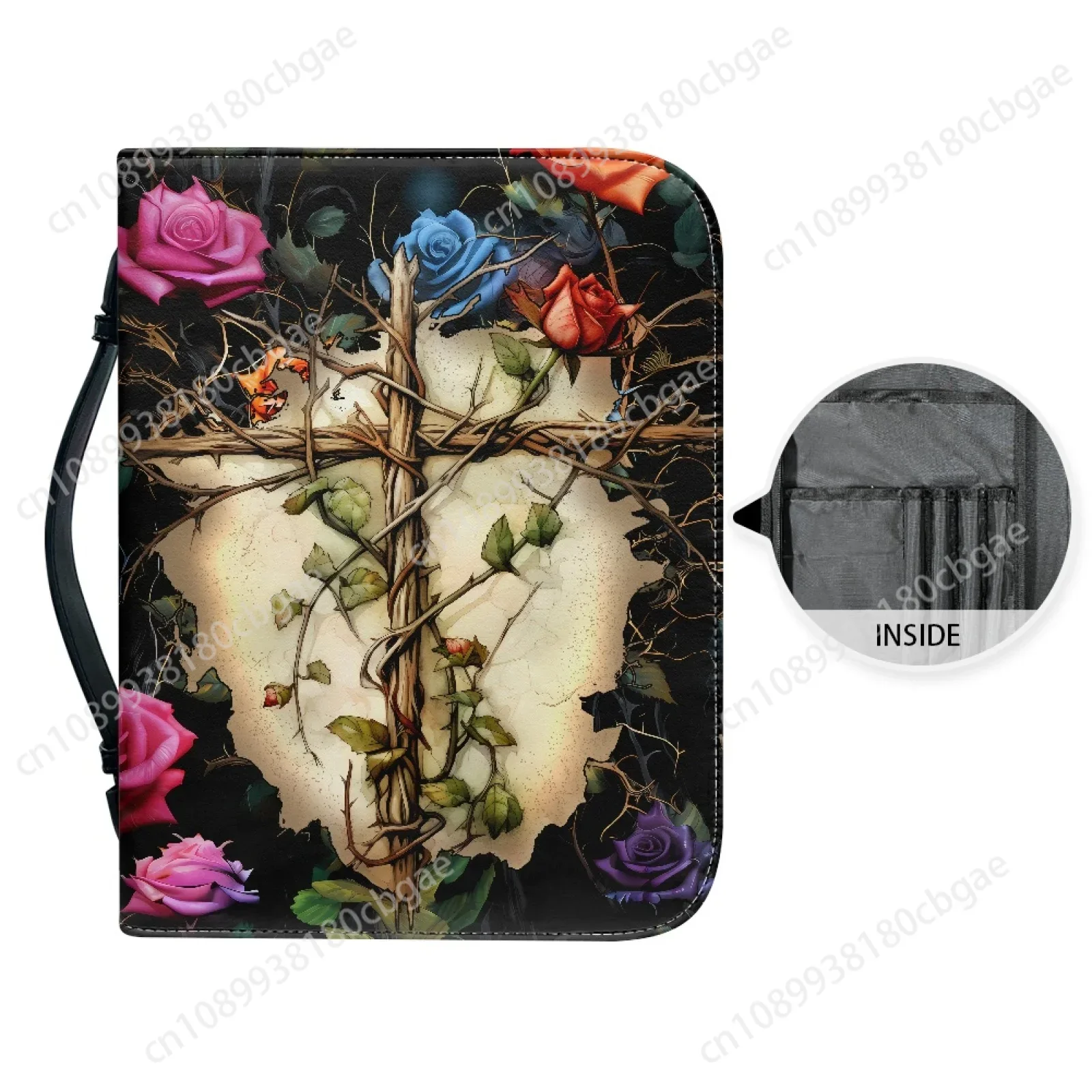 Borsa per Bibbia in pelle con motivo versetto incrociato per donna Uomo Borse con manico Ioni della Bibbia Custodia per Bibbia Borse per il trasporto