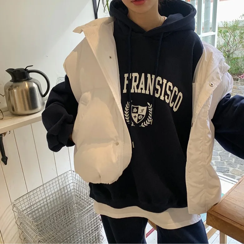 ชุดเซ็ต 2 ชิ้น เสื้อฮู้ดดี้ผ้าฝ้ายทรงหลวมสบายสไตล์ลำลอง พร้อมกางเกงขายาว สปอร์ต สตรีทแวร์ สำหรับผู้หญิง เหมาะสำหรับหลากหลายโอกาส