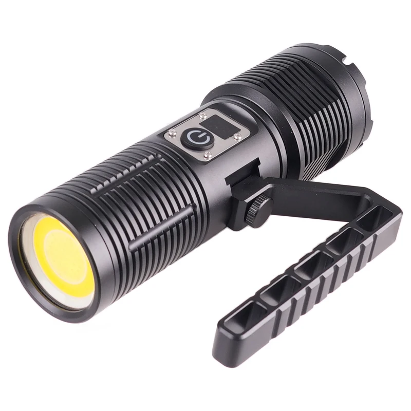 Rechargeable Flashlight Aluminum Alloy LED Digital Display High-beam Handheld Searchlight P160 Zoom Outdoor Long-range