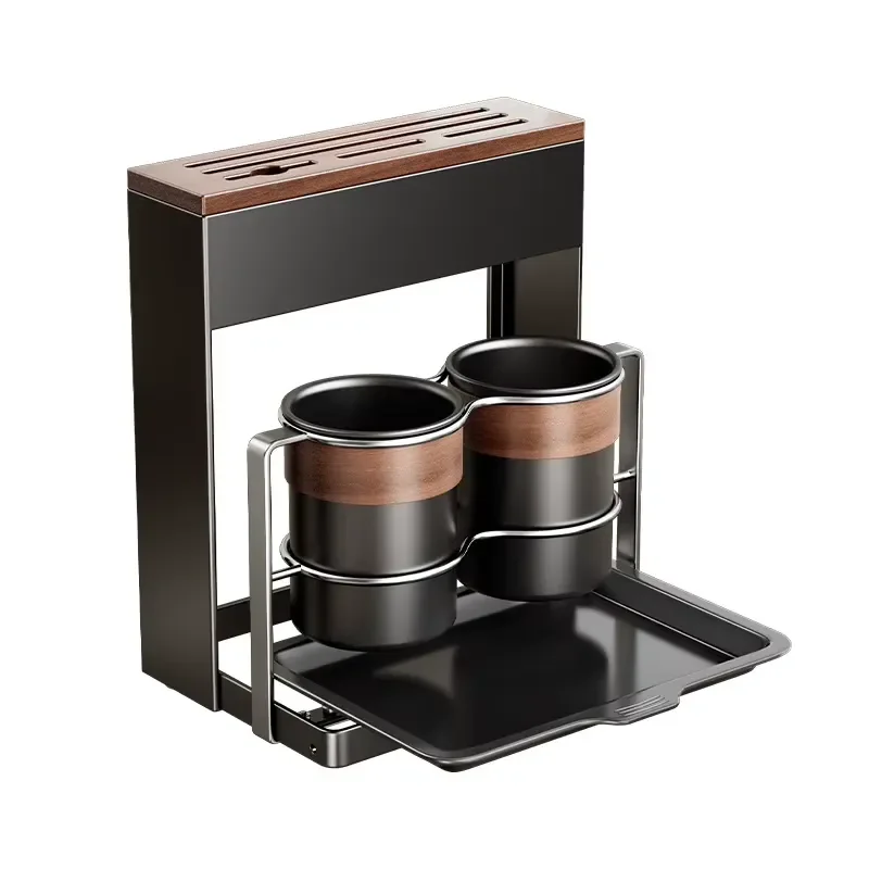 Natural Walnut Wood Knife Block Kitchen Countertop Organizer with Chopstick Holder and Drainage Rack for Utensil Storage