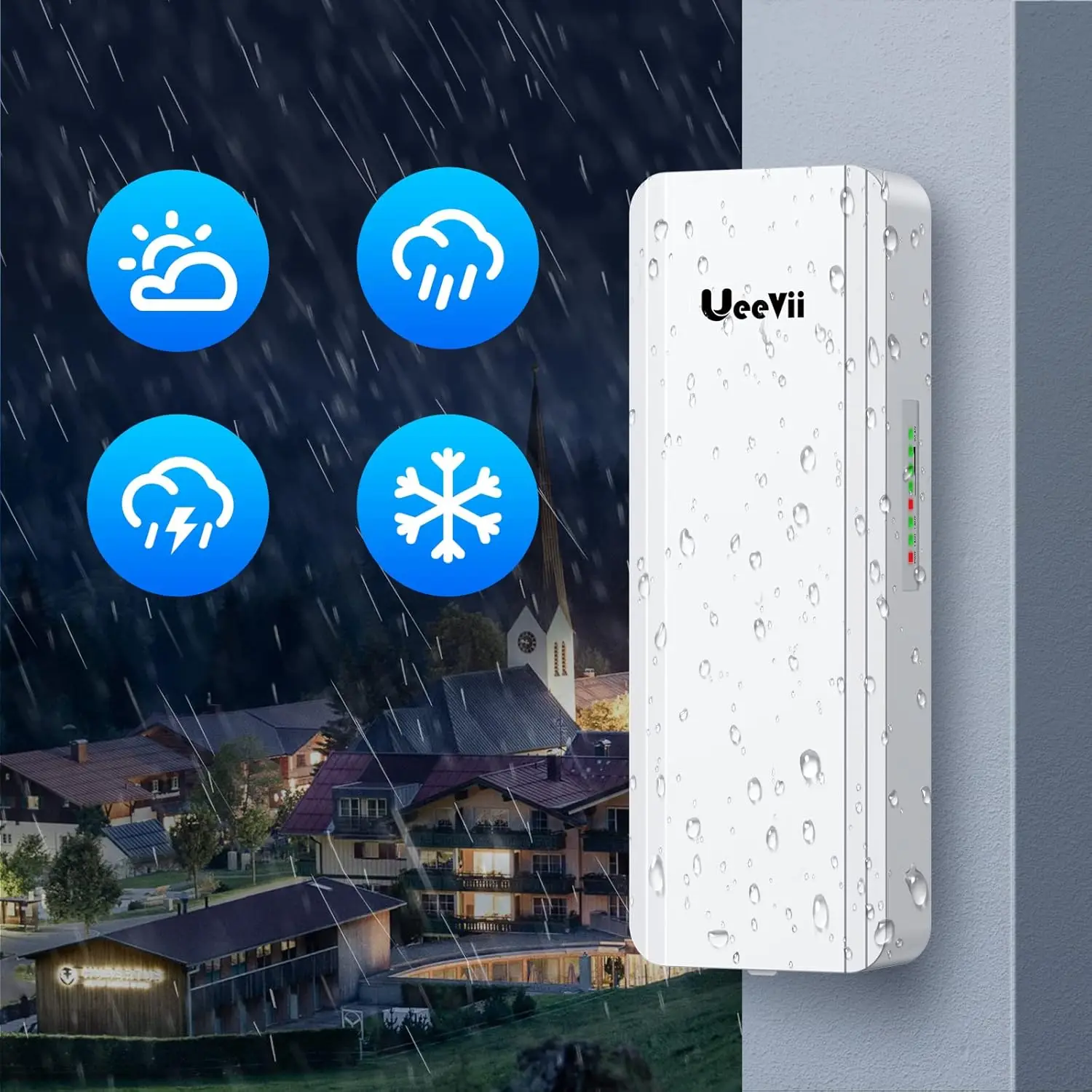 UeeVii CPE850 Ponte sem fio de 5,8 GHz externa com alcance de 5 km Antena 16dBi Porta de 1000 Mbps com adaptador POE de 2 pacotes e monitoramento Gigabit