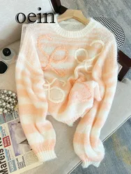 [oein] 2024 High Quality Version Of Early Autumn Sweater, Lazy Dopamine, Loose And Sweet Knitted Top For Women