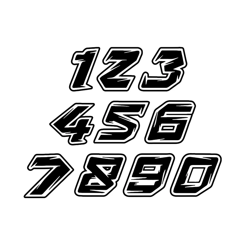 Racing Numbers Custom 0 1 2 3 4 5 6 7 8 9 Number Car Stickers Helmet Racing Vinyl Cool Decals Motorcycle Accessories Sticker