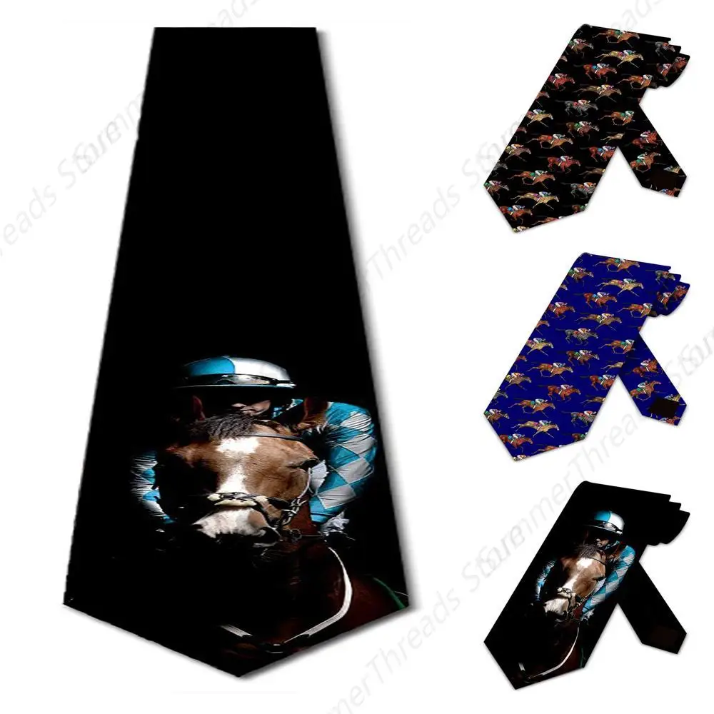 

Черные галстуки для скачек, мужской галстук с жокейским животным