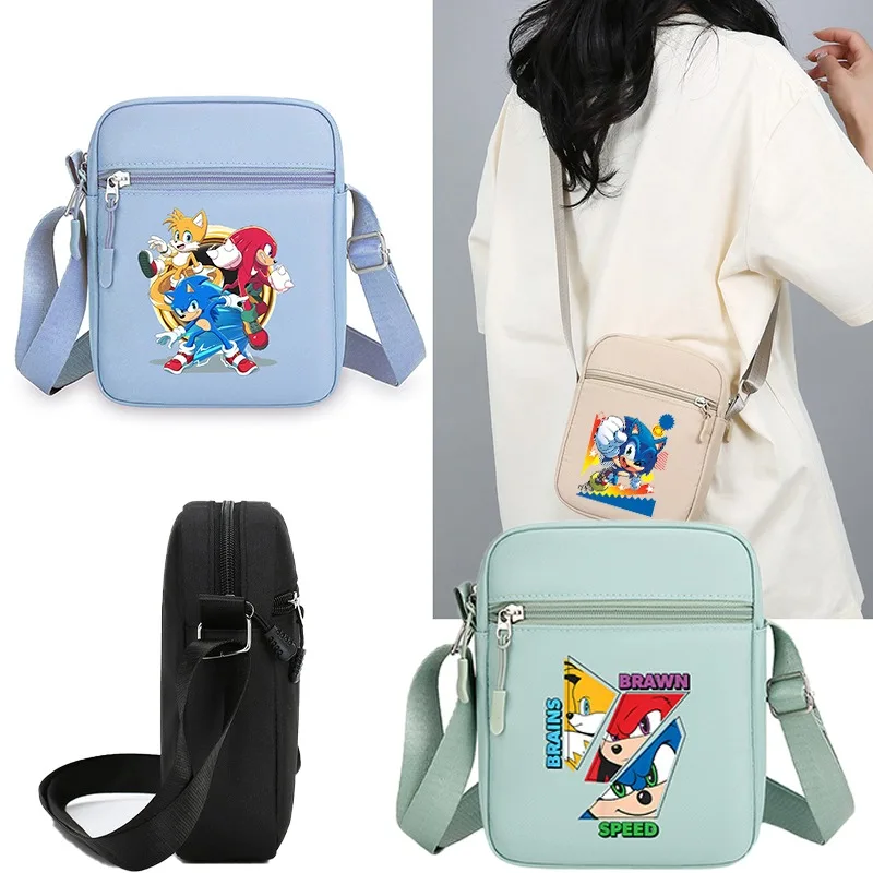 Sonics Unisex Mini Shoulder Bags Cute Cartoon Anime Pattern Printed Crossbody Bag Women Men Outdoor Portable Bags Party Gifts