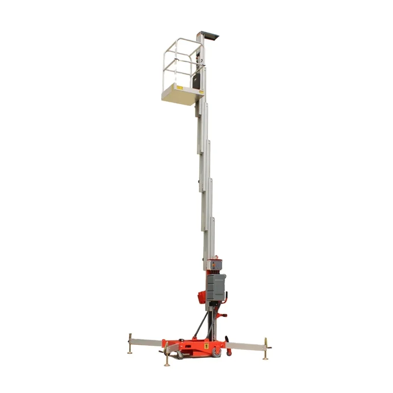 Indoor Outdoor 4~16m Aluminium Mobile Single Mast 300kg Hydraulic Electric Aerial Lifting Work Platform