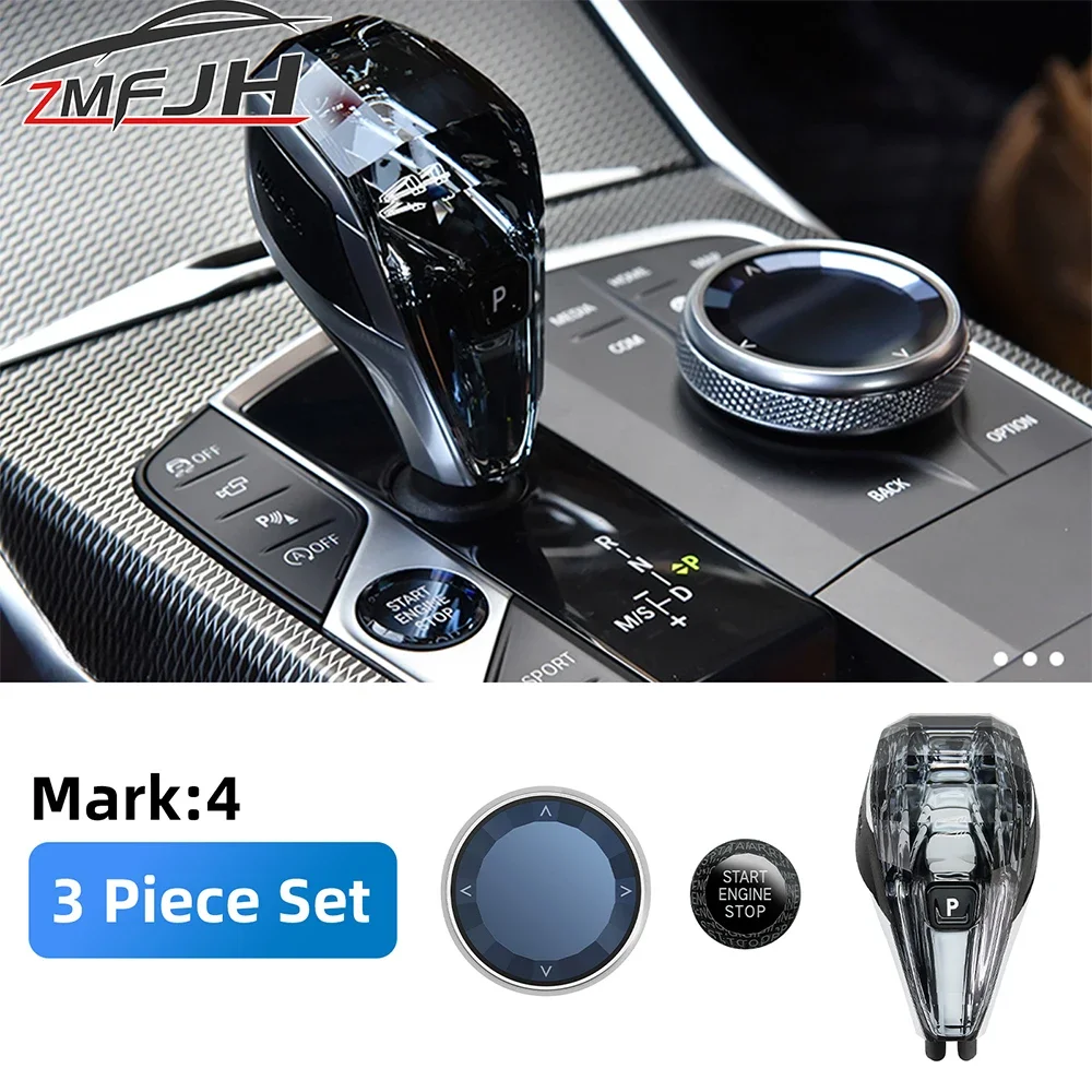 Crystal Shift Knob For BMW 3 4 Series X3 X4 X5 X6 G14 G15 G16 G20 G21 G22 Crystal Gear Handle Car Accessories 3 Pieces Set