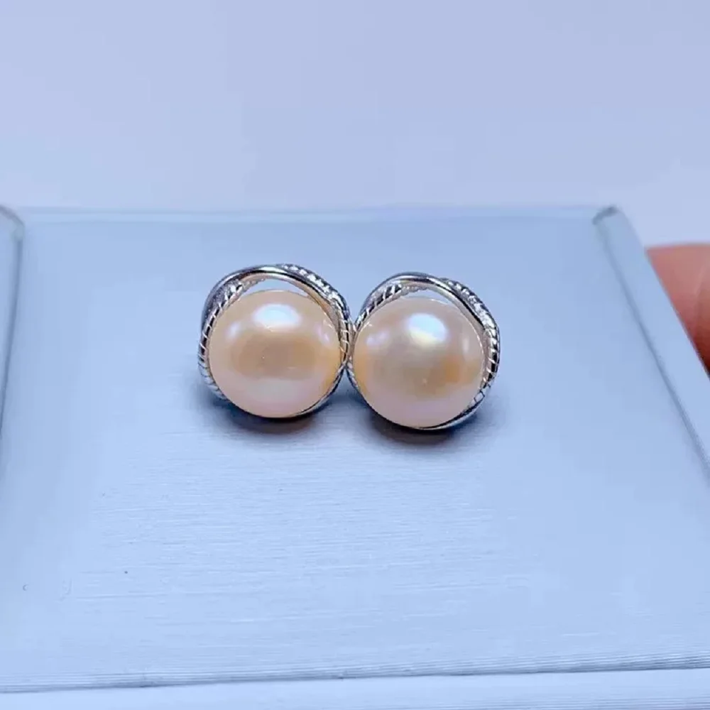 New pearl earrings with natural South  Sea pearl earrings 925s/AAA9-10mm